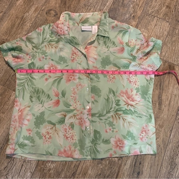 Women’s Alfred Dunner ss collared button down green floral pattern blouse sz 18 - Picture 4 of 5